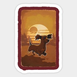 Dachshund Retro Vintage Sunset Sticker